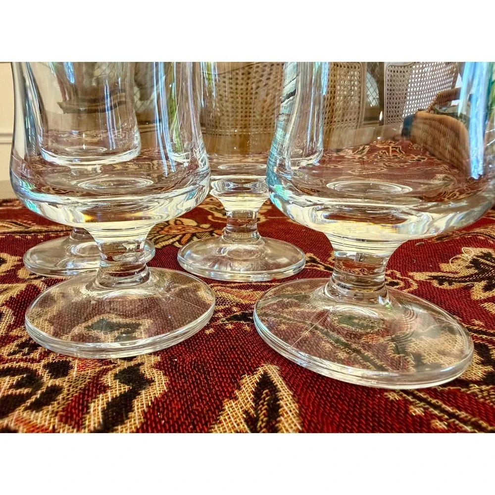 Vintage Krosno Poland Footed Glasses Set – 7.5 Clear Stem Modernist Tumblers‎